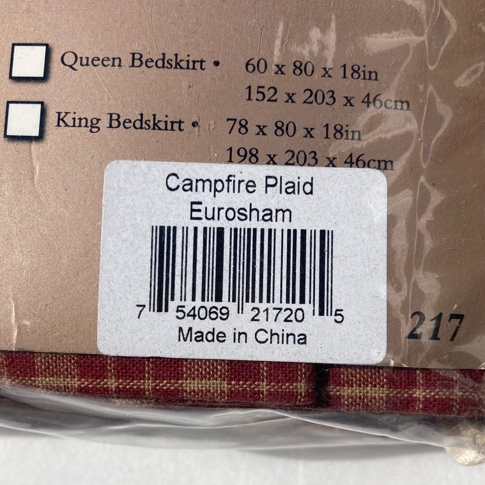 Donna Sharp Euro Sham Campfire Plaid 25” x 25” Square Cotton Rust Red Tan New - Picture 5 of 7